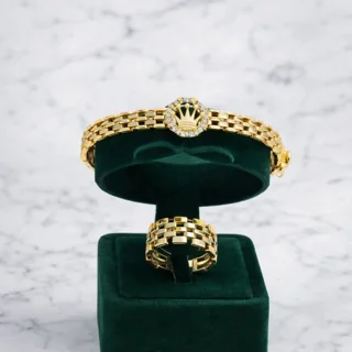 جین 3عددی دستبند قفلی  طلا روس کد12502